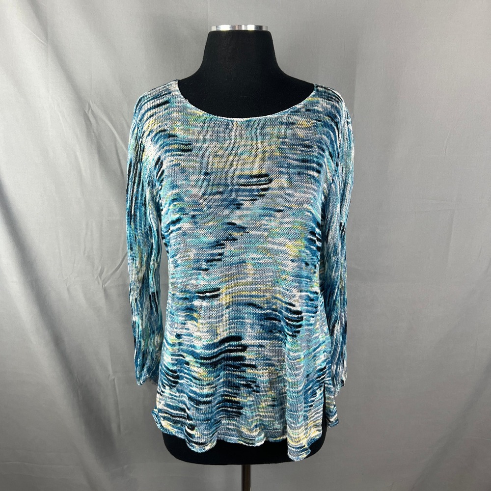 Zozo Sweater Womens Medium Multicolor Space Dye Linen Blend Knit Long Sleeve